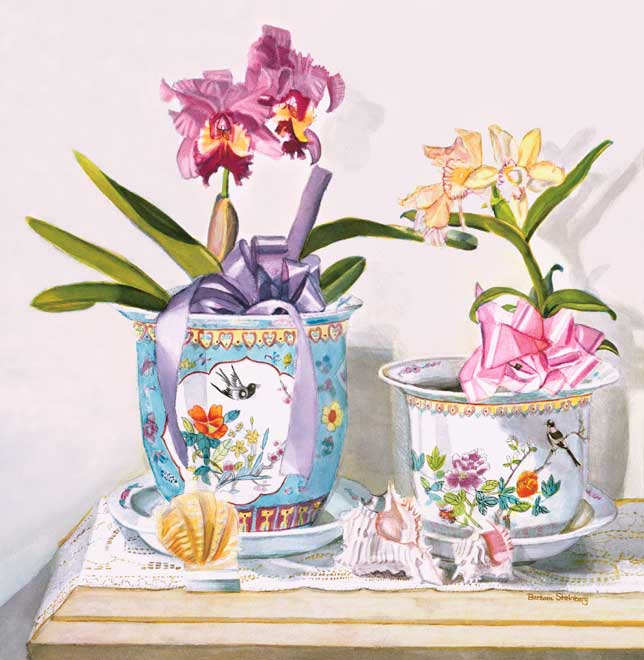 Auntie's Potted Orchids giclee fine art reproduction